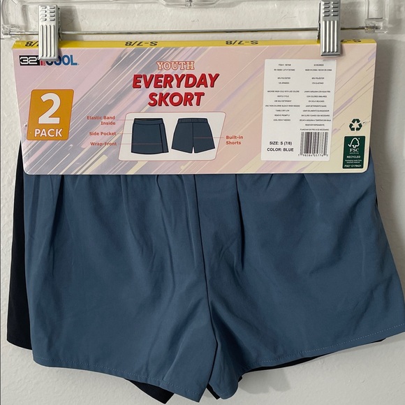 32 COOL Youth Everyday Skort 2Pack Blue. Black Size S -7/8 / Z6 - Picture 6 of 9